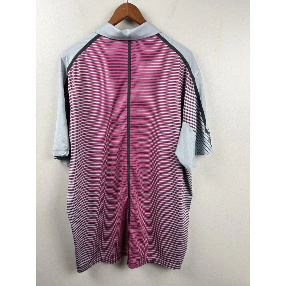 Nike Golf TW Tiger Woods Collection Dri-Fit XL Gray Polo - Snap Buttons